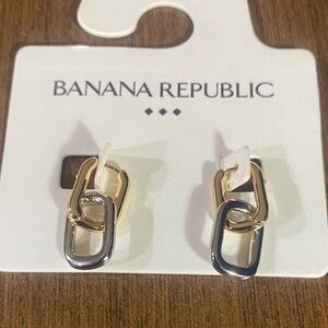 Banana Republic Two-Tone Link Earrings NWT silver & gold toned